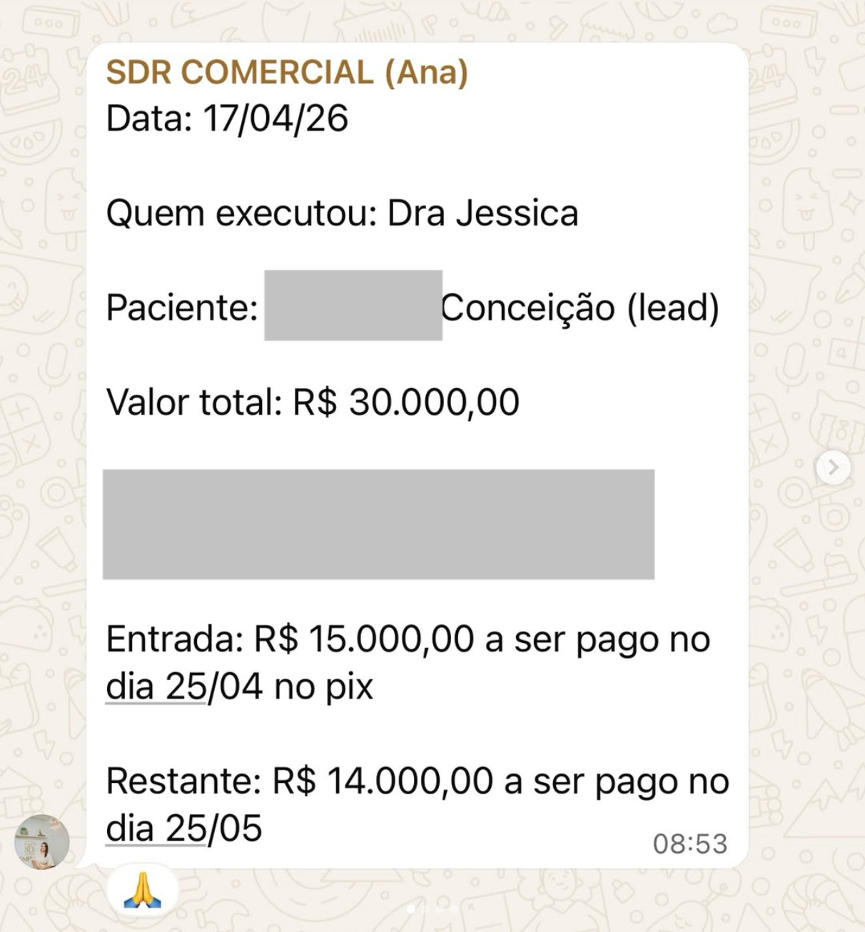 Print de resultado real — Clínica Templare Odontologia, tratamento de R$30.000